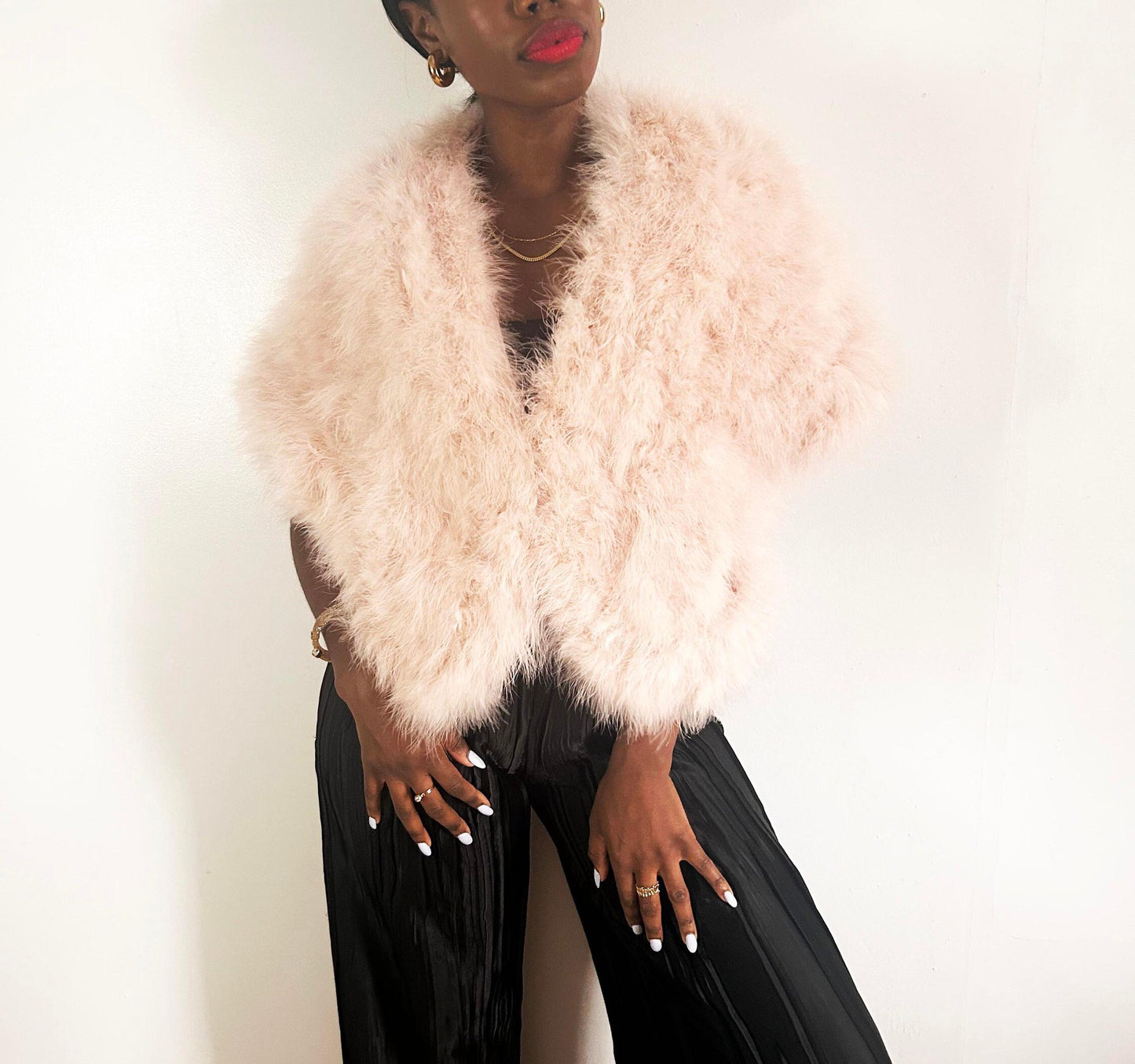 Blush Pink Vintage Style Feather Shawl