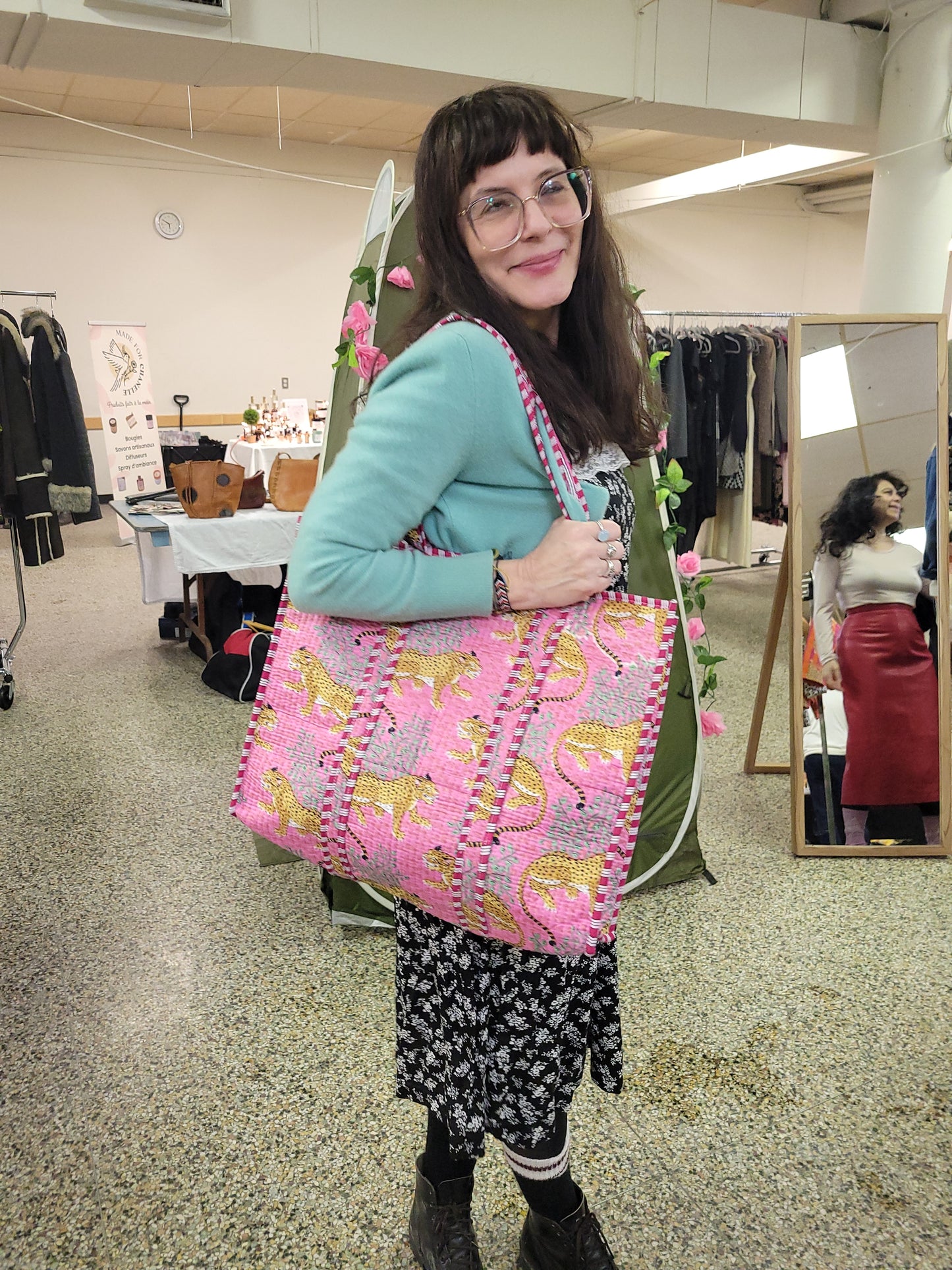The Weekend Tote Dark Pink Leopard