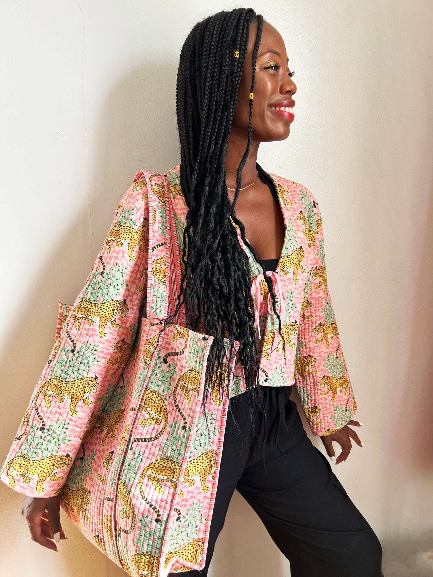 Clara Quilted Jacket Smokey Blue Floral