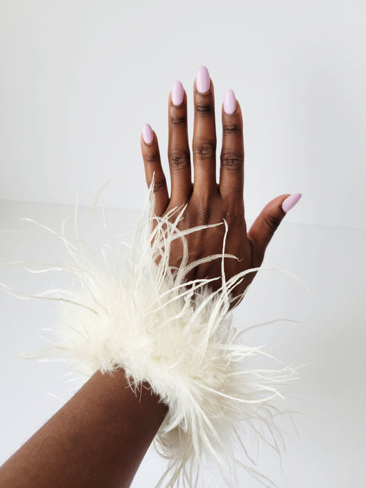 Beige Feather Cuffs