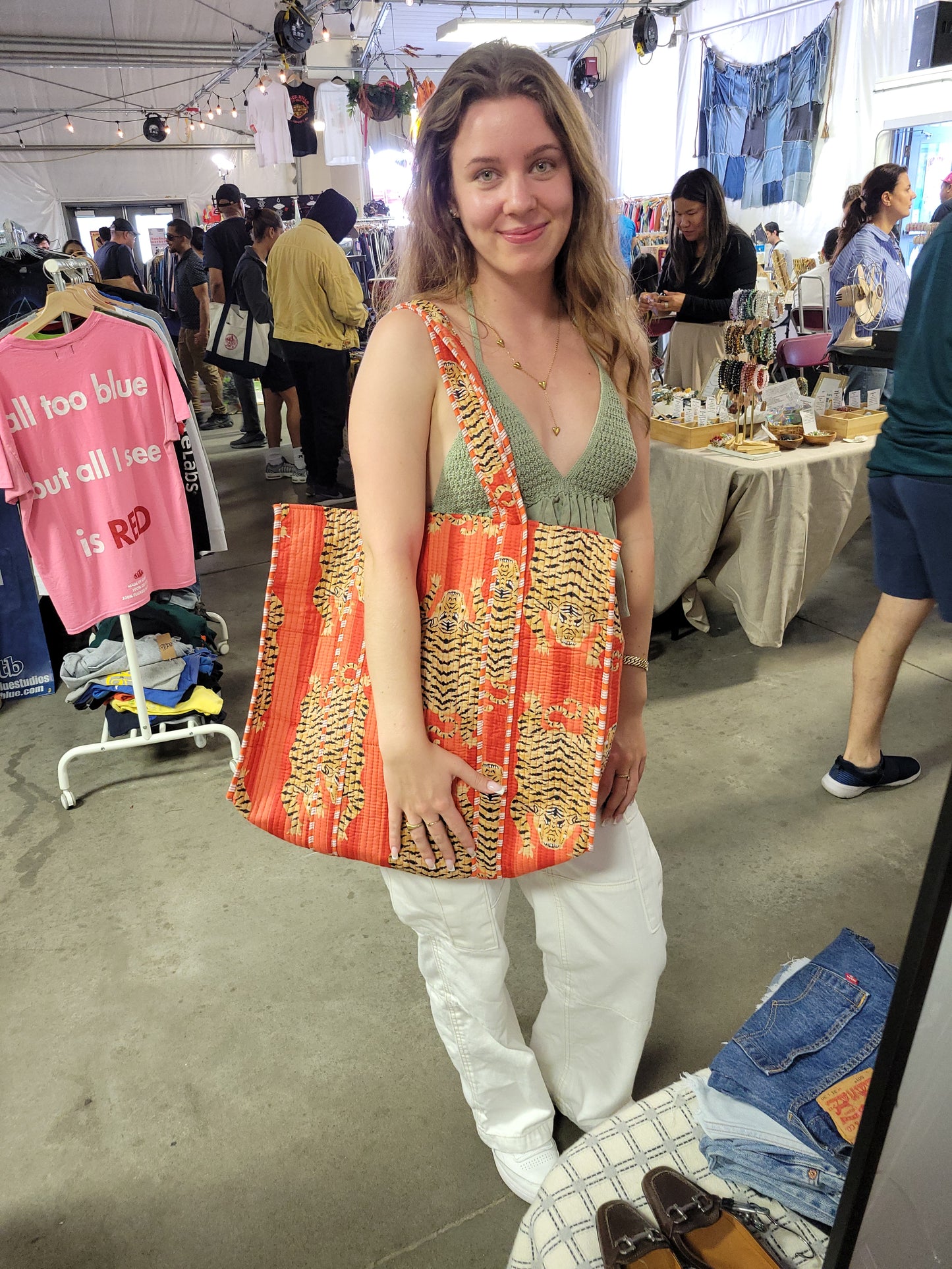 The Weekend Tote Orange Pink Tiger