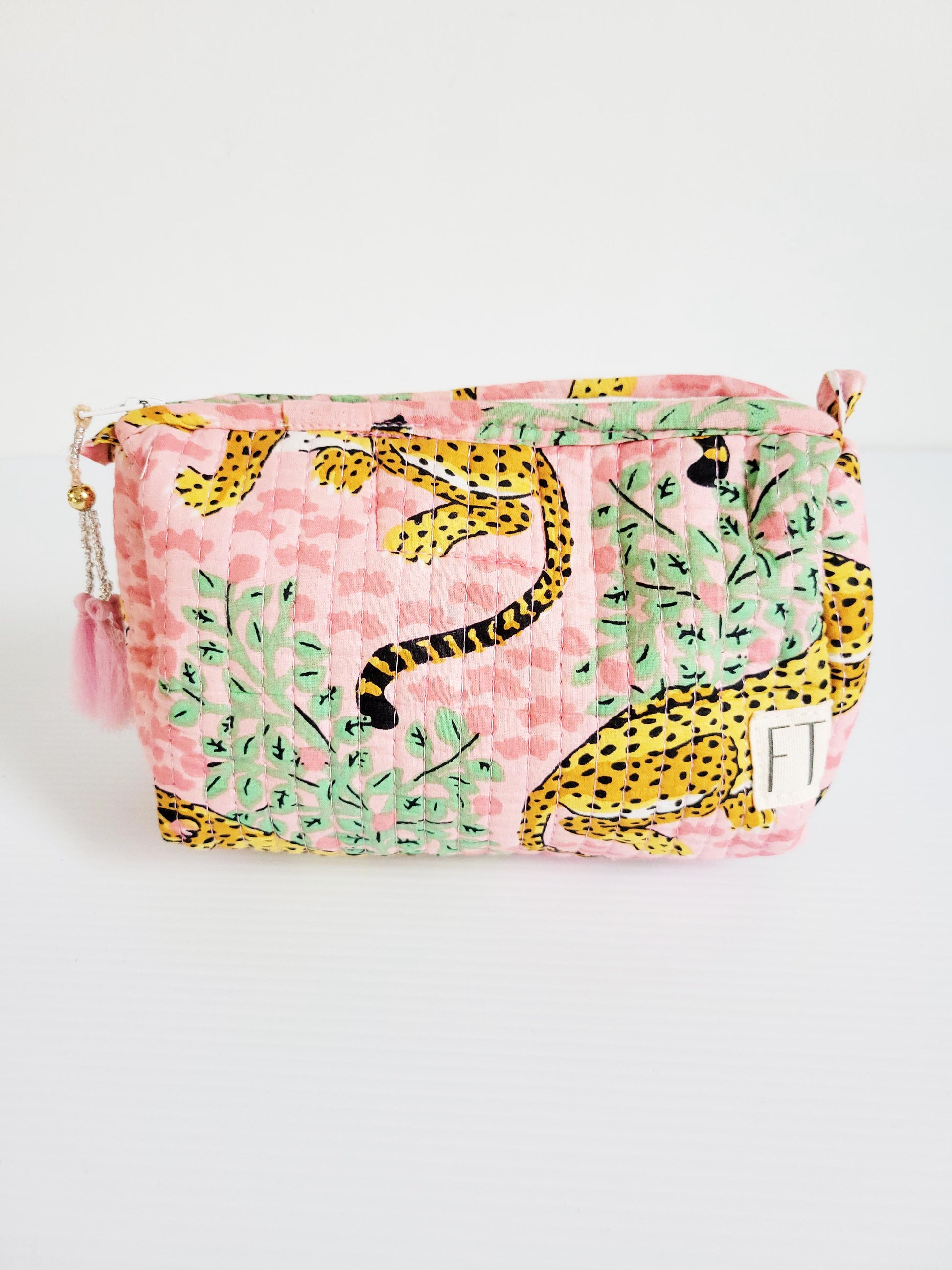 Another angle of brown and pink leopard tote.