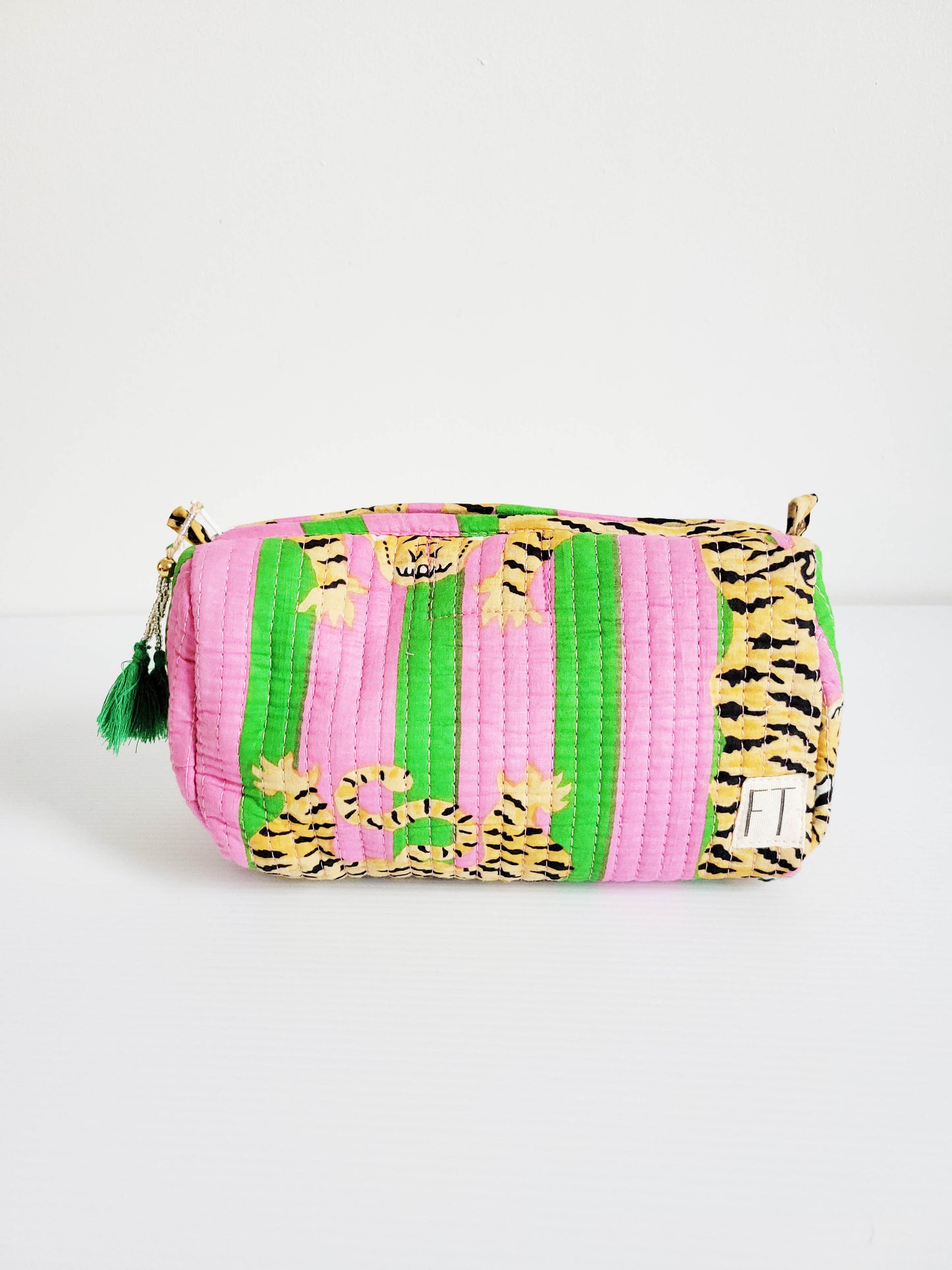 The Makeup Bag Green Pink Leopard