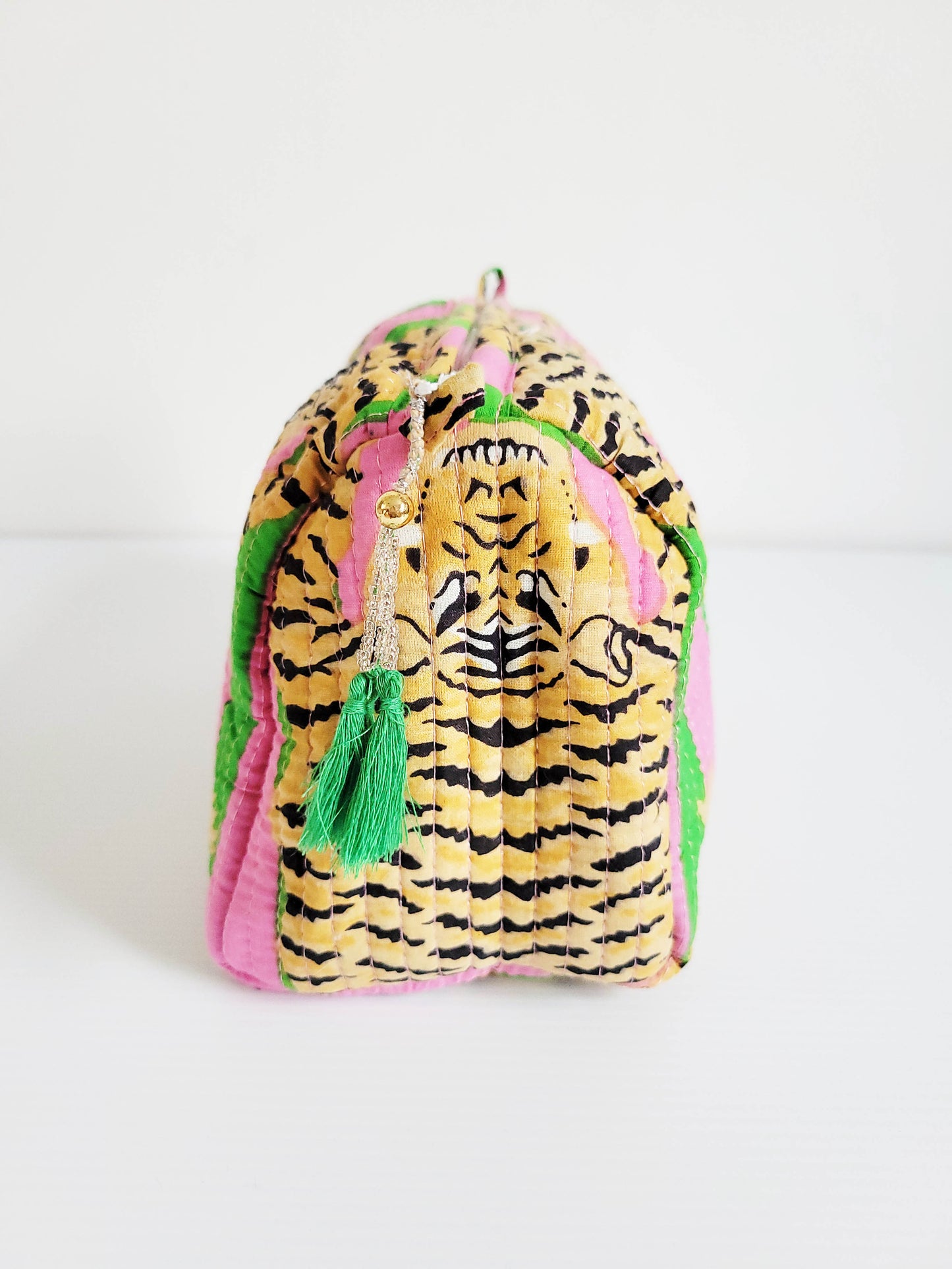 The Makeup Bag Green Pink Leopard