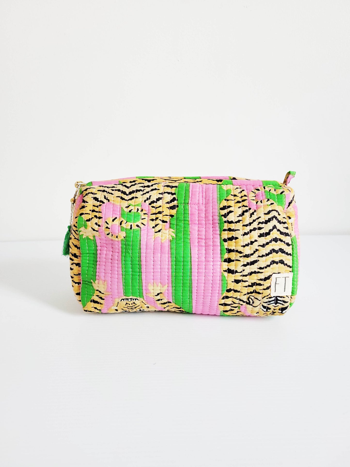 The Makeup Bag Green Pink Leopard