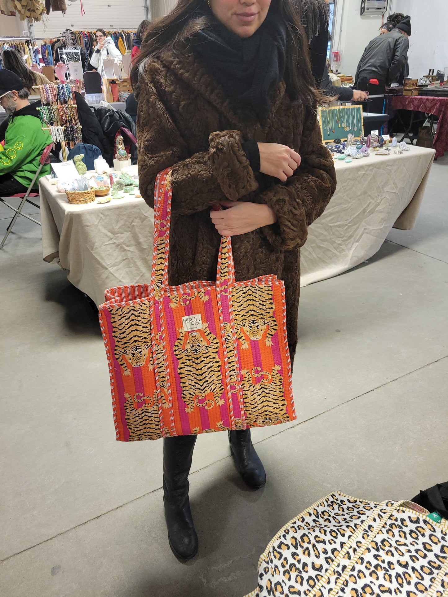 The Weekend Tote Orange Pink Tiger