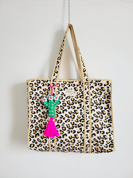 The Weekend Tote White Cheetah Print