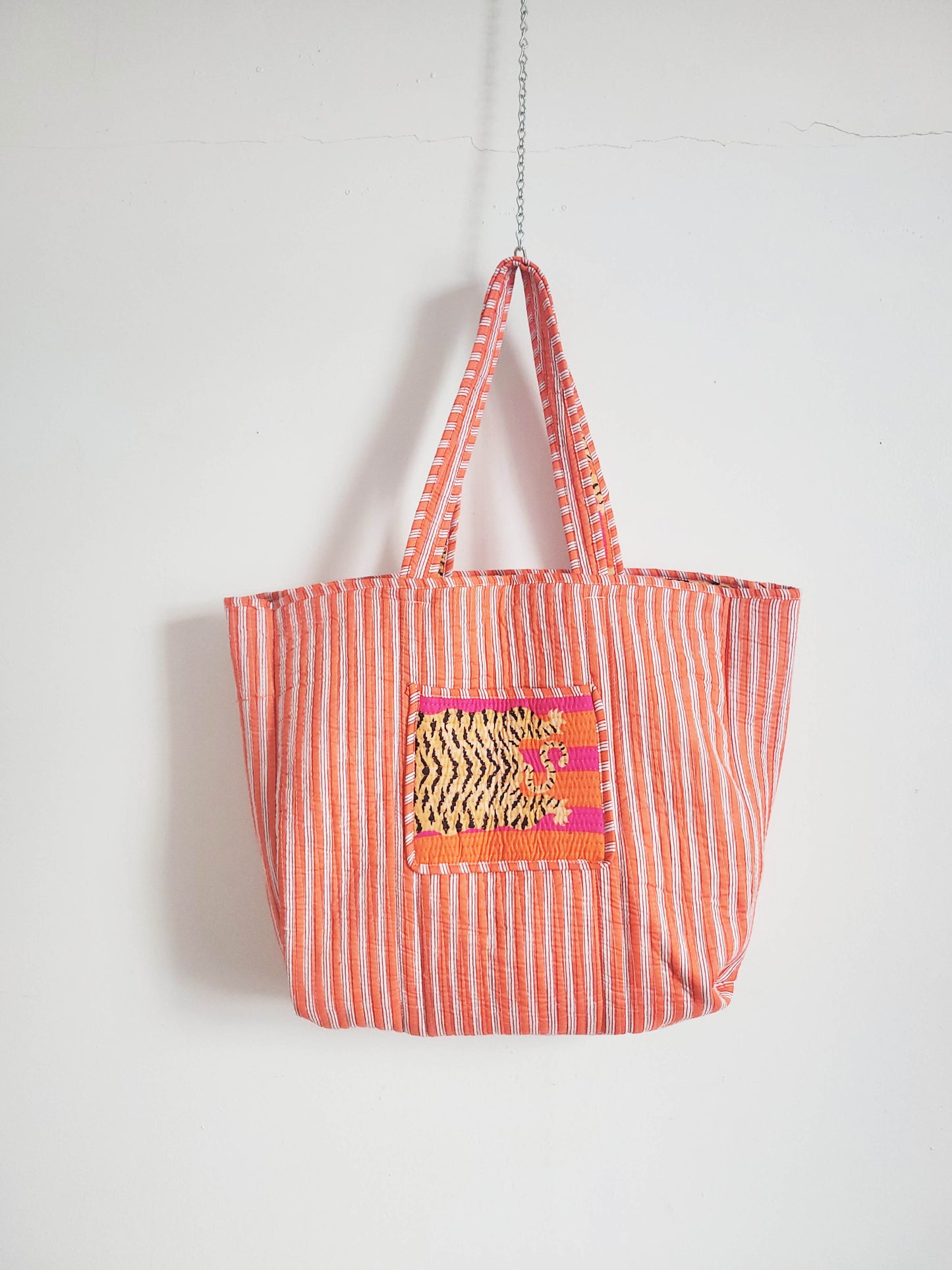 The Weekend Tote Orange Pink Tiger
