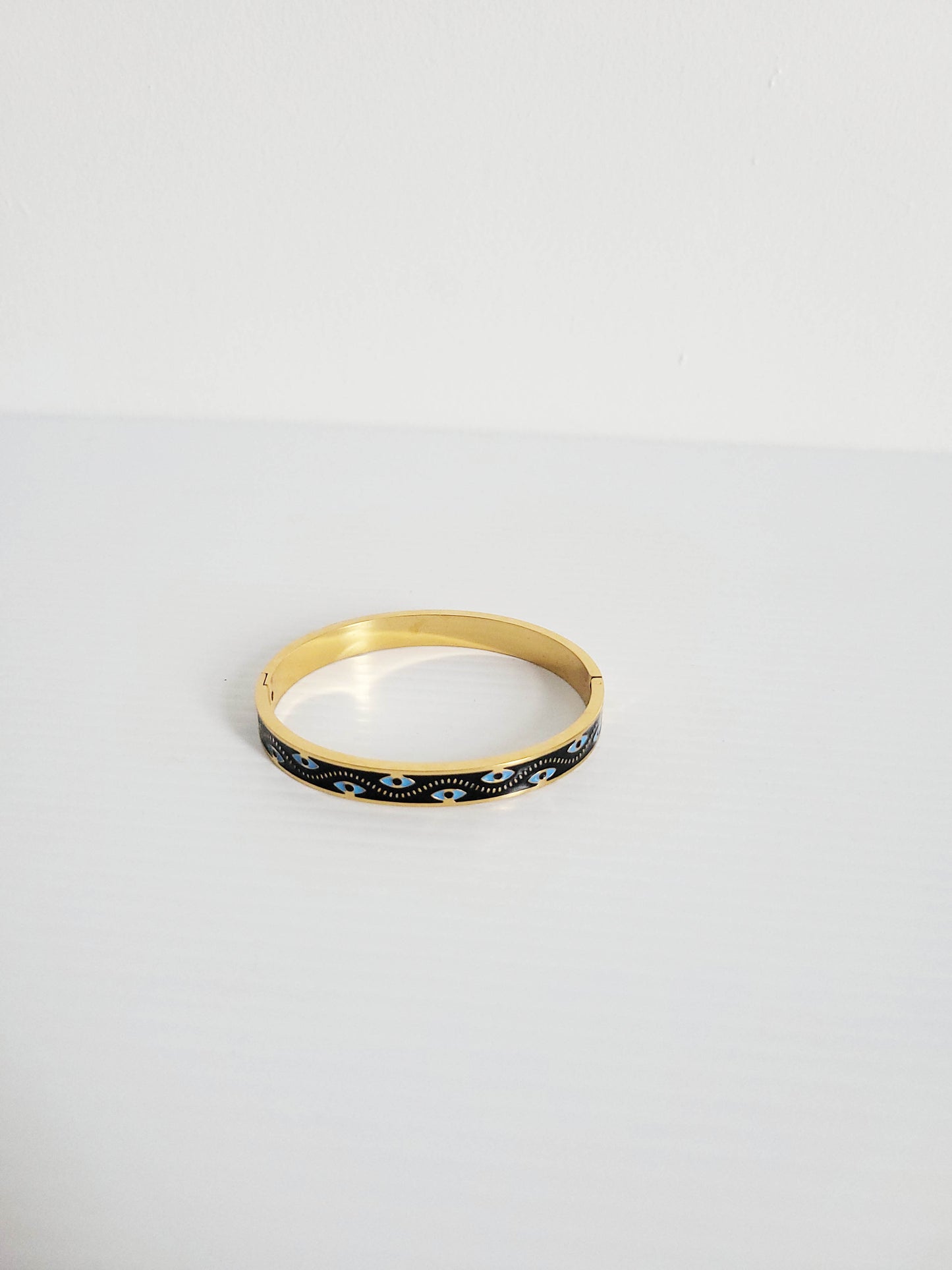 Black Evil Eye Gold Bangle