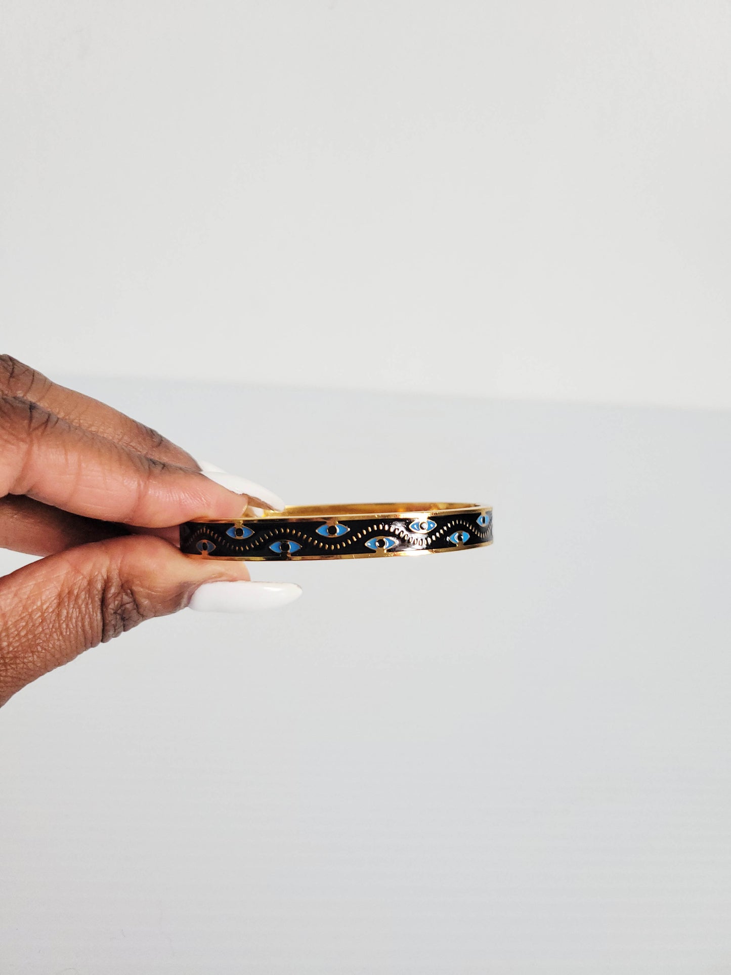 Black Evil Eye Gold Bangle