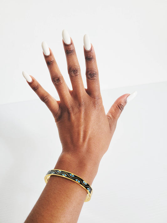 Black Evil Eye Gold Bangle