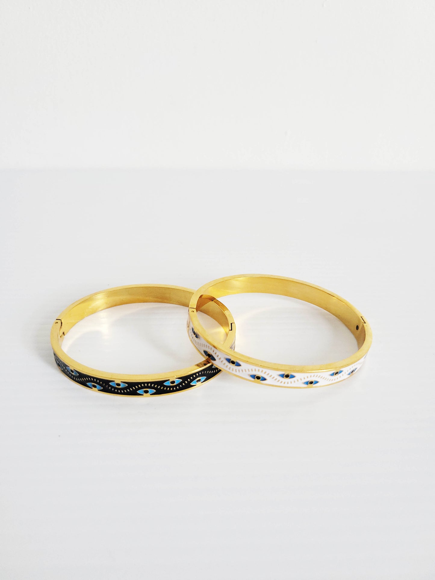 Black Evil Eye Gold Bangle