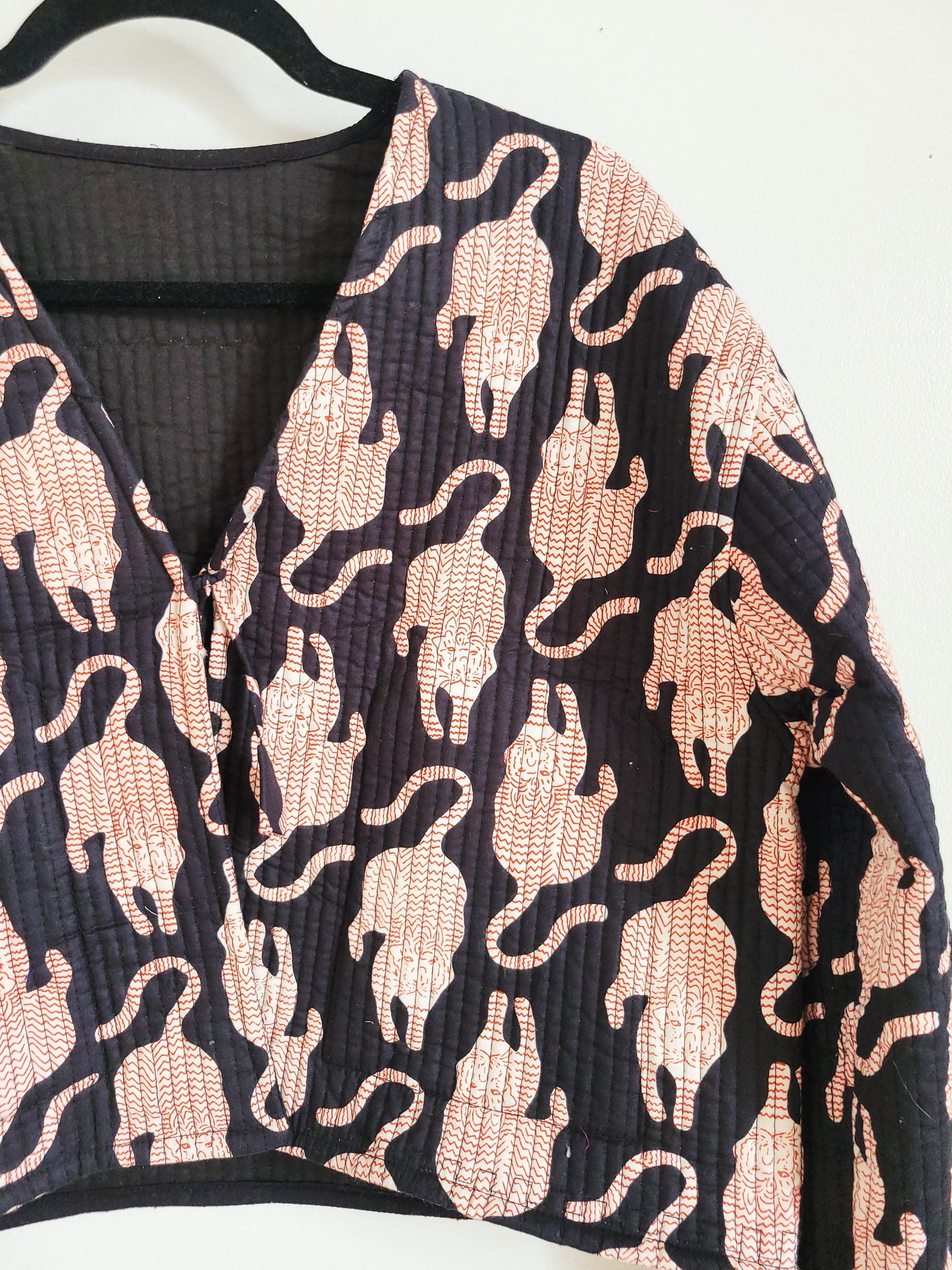 Clara Quilted Jacket Black Leopard