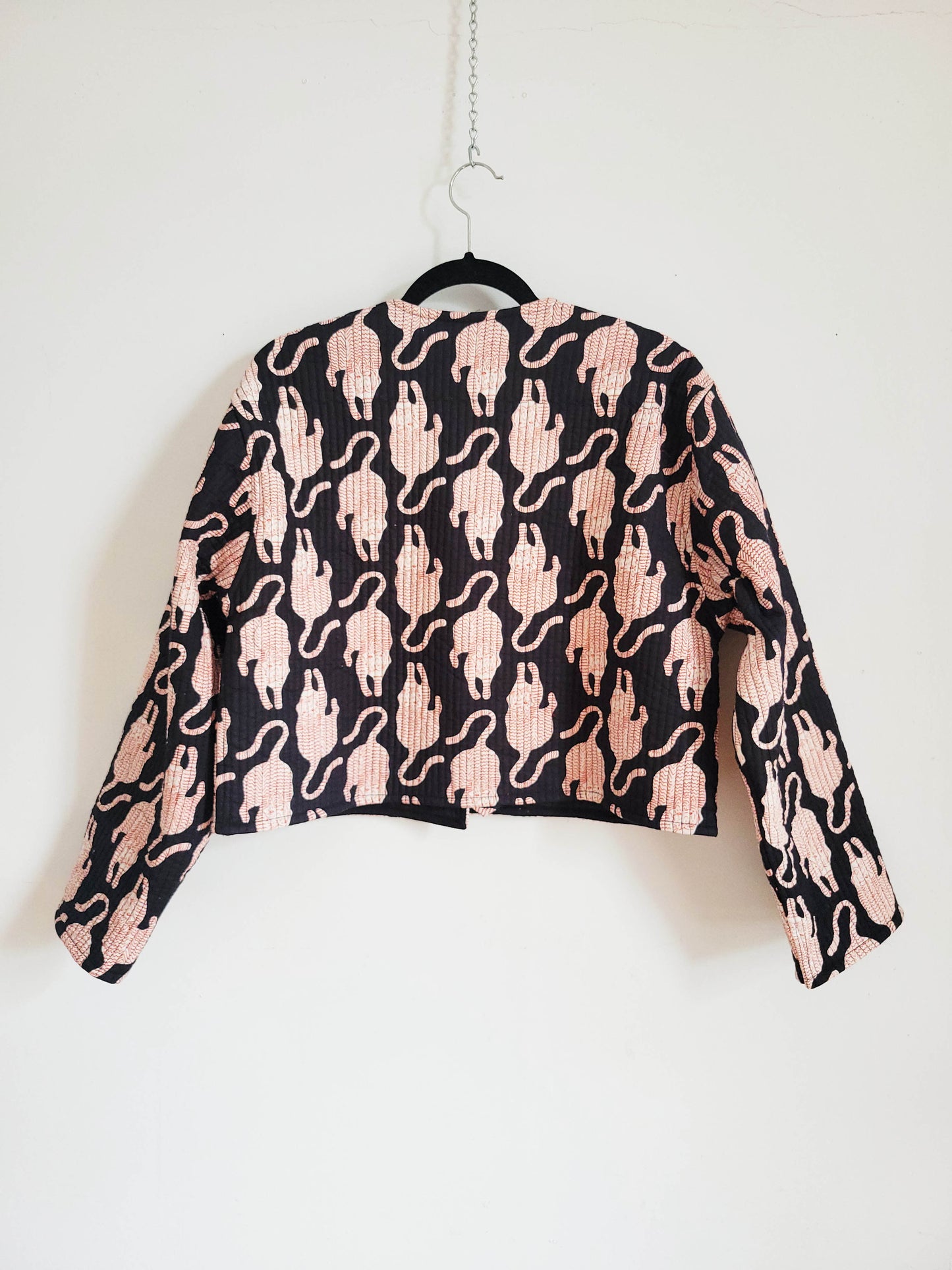 Clara Quilted Jacket Black Leopard