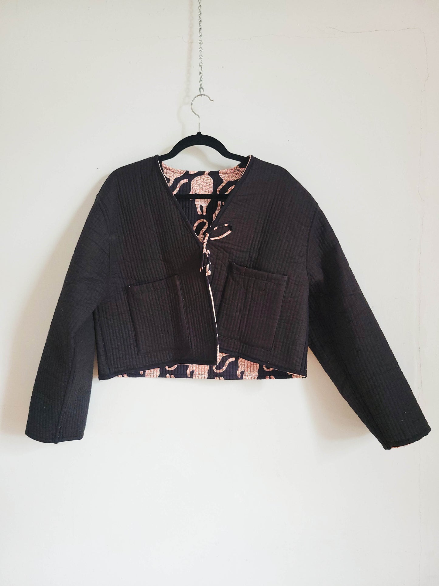 Clara Quilted Jacket Black Leopard