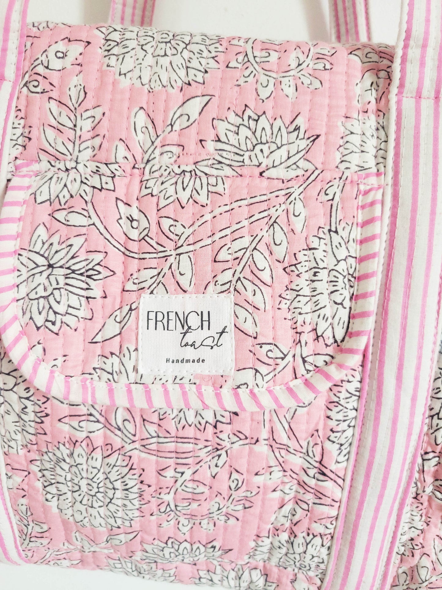 Quilted Pink White Duffle Bag