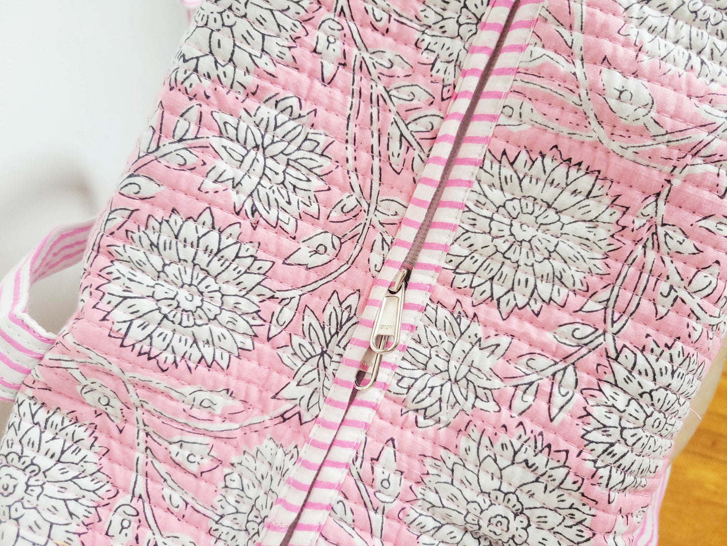 Quilted Pink White Duffle Bag