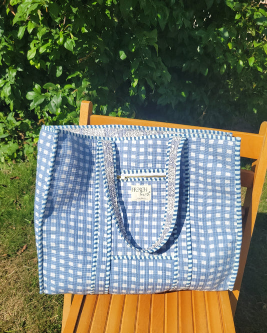The Premium Gingham Bag Blue