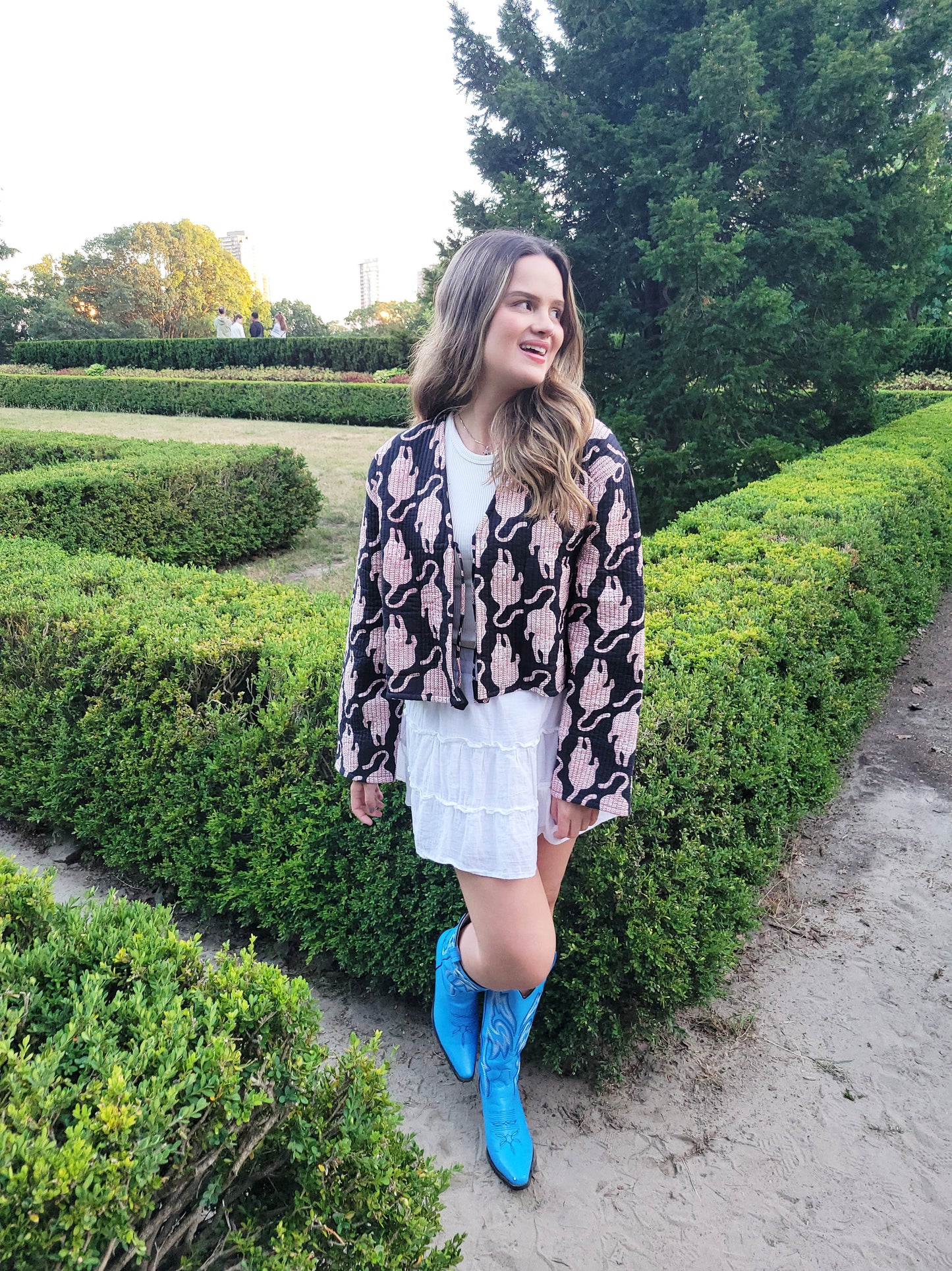 Clara Quilted Jacket Black Leopard