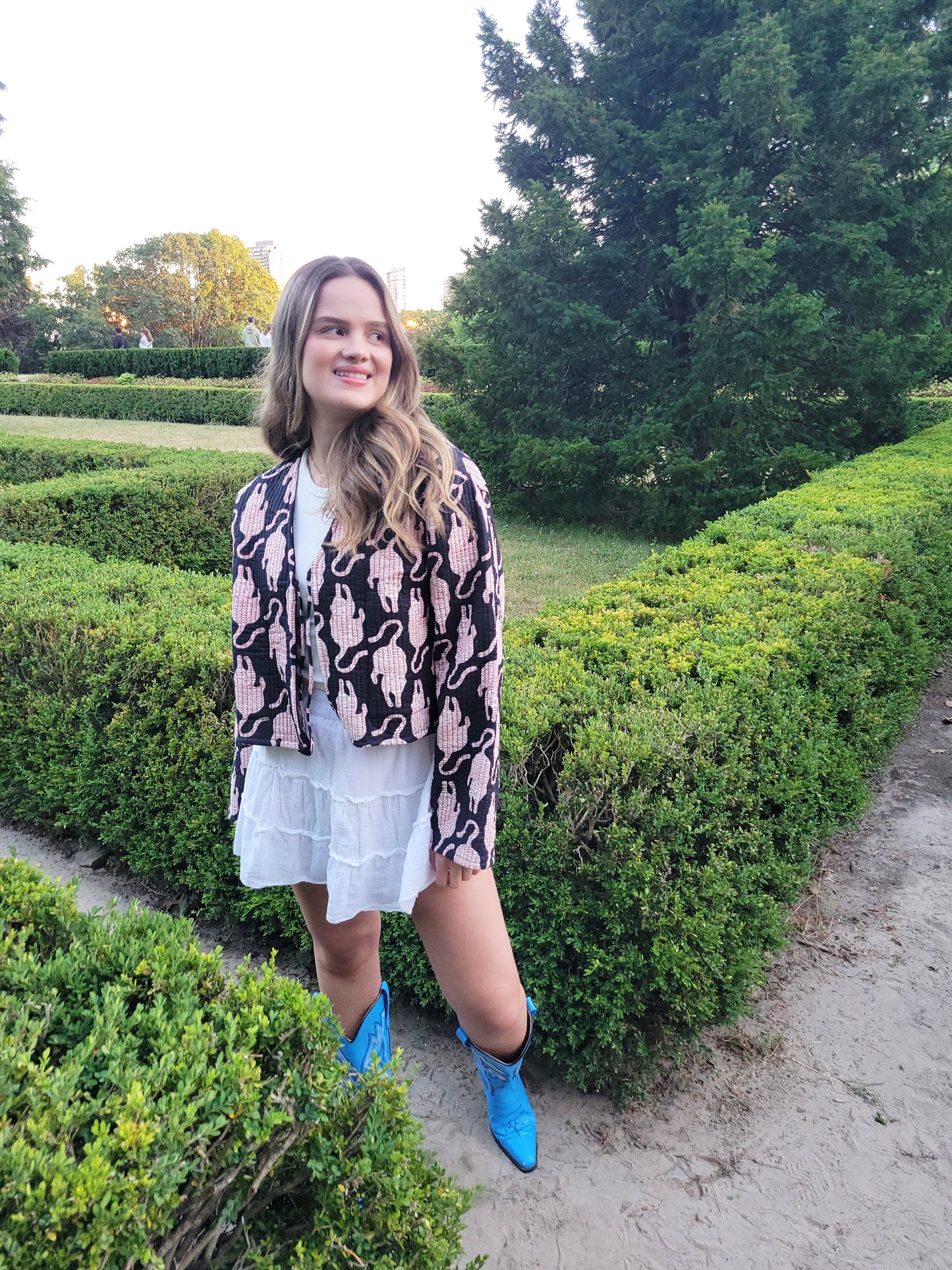 Clara Quilted Jacket Black Leopard