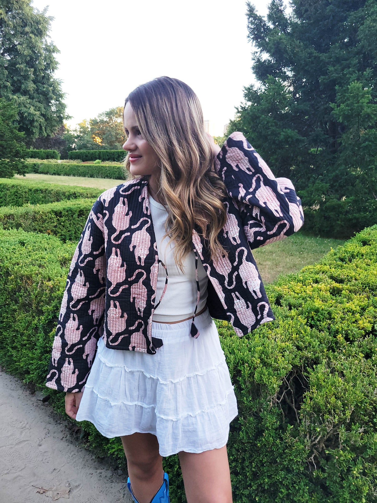 Clara Quilted Jacket Black Leopard