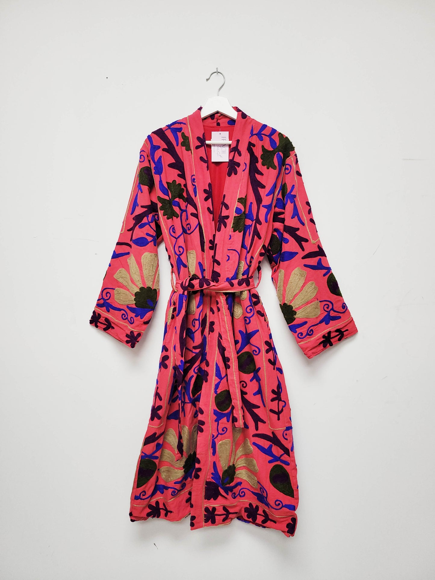 Isla Jacket Long Duster Style - Pink Blue Size M