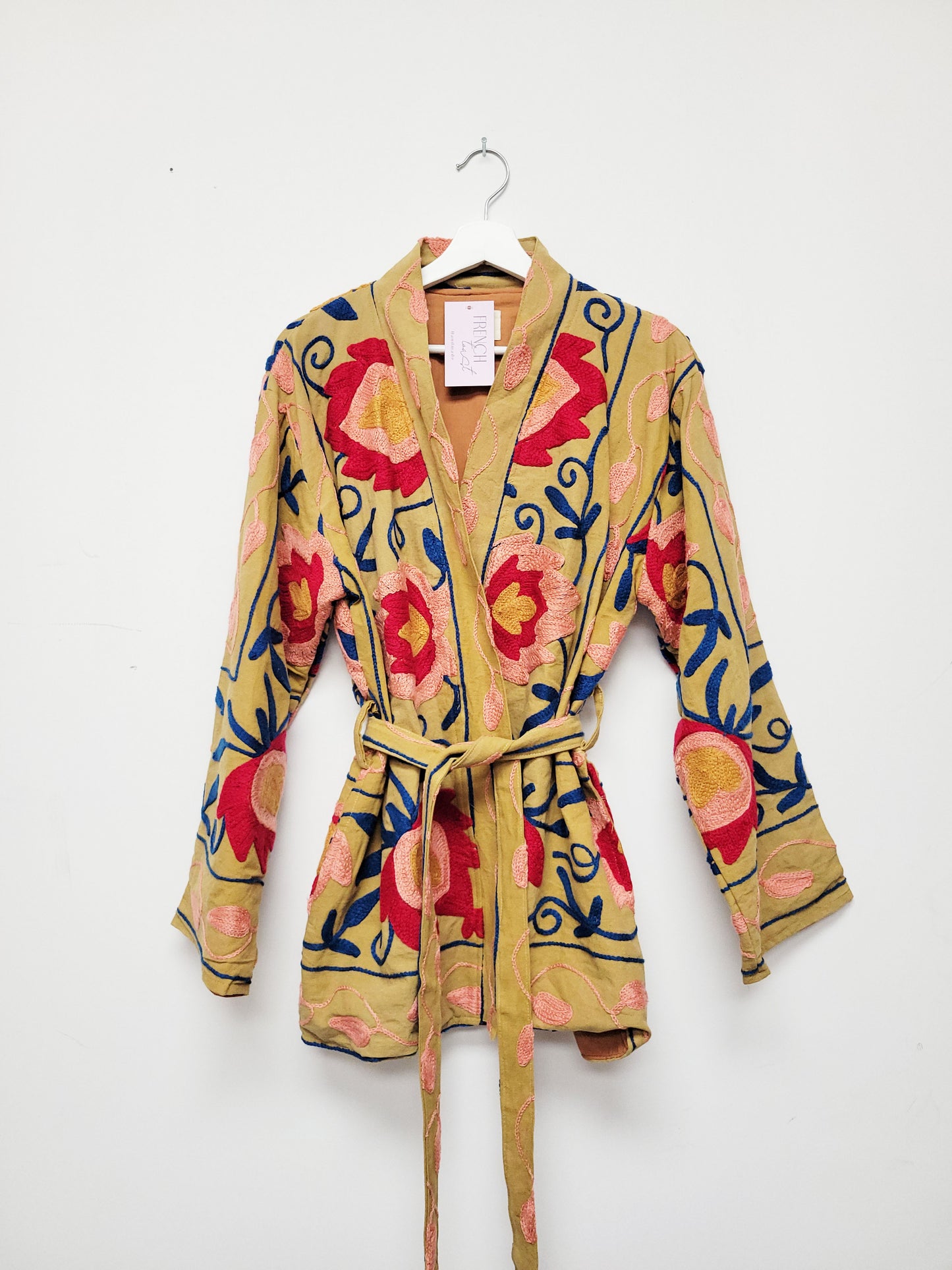 Isla Jacket Mid Length - Tan Brown Red Pink Blue Size M