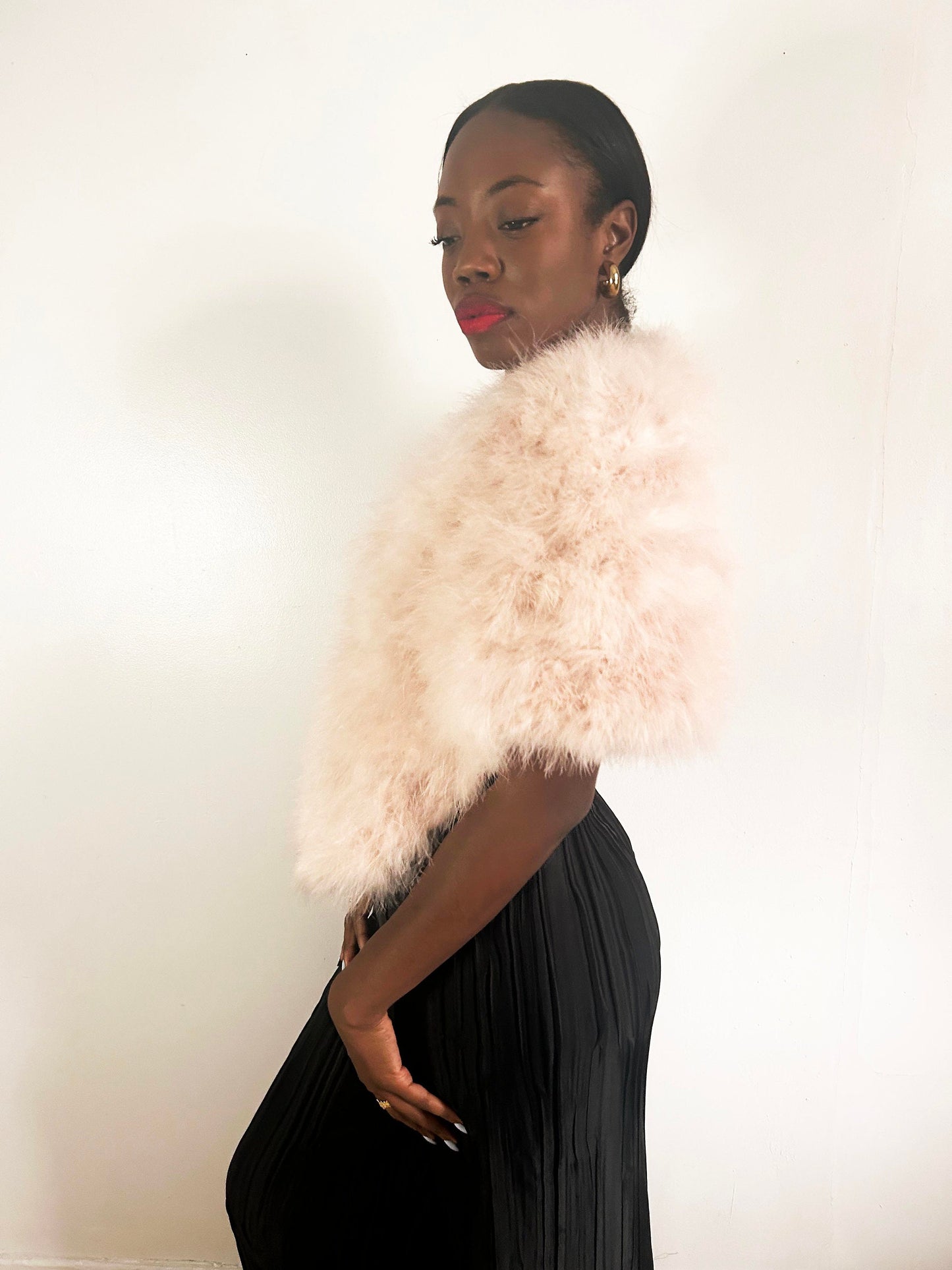 Blush Pink Vintage Style Feather Shawl