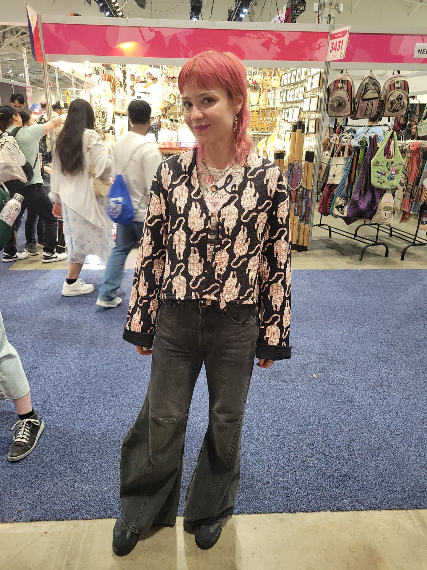 Clara Quilted Jacket Black Leopard