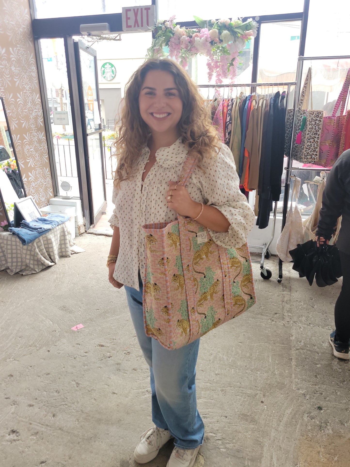 The Weekend Tote Brown Pink Leopard