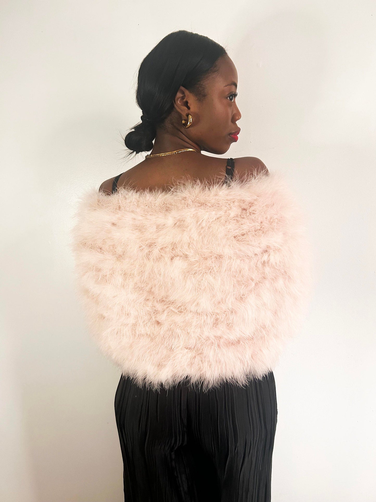 Blush Pink Vintage Style Feather Shawl