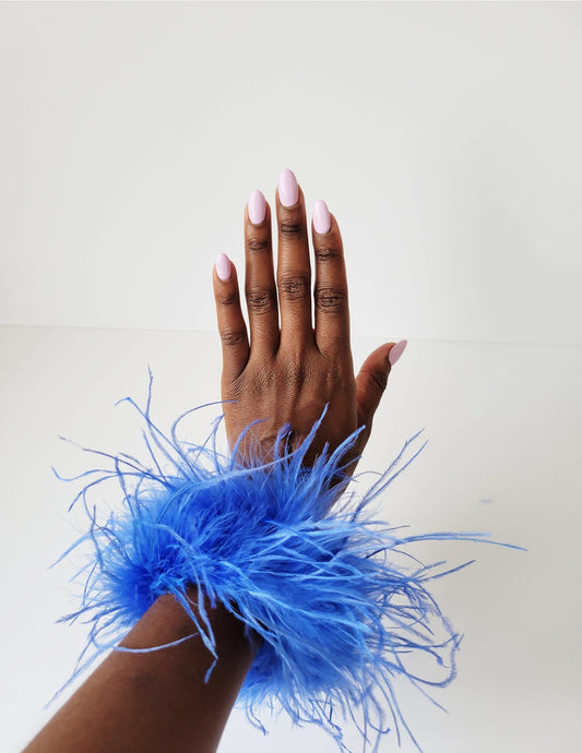 Sapphire Blue Feather Cuffs