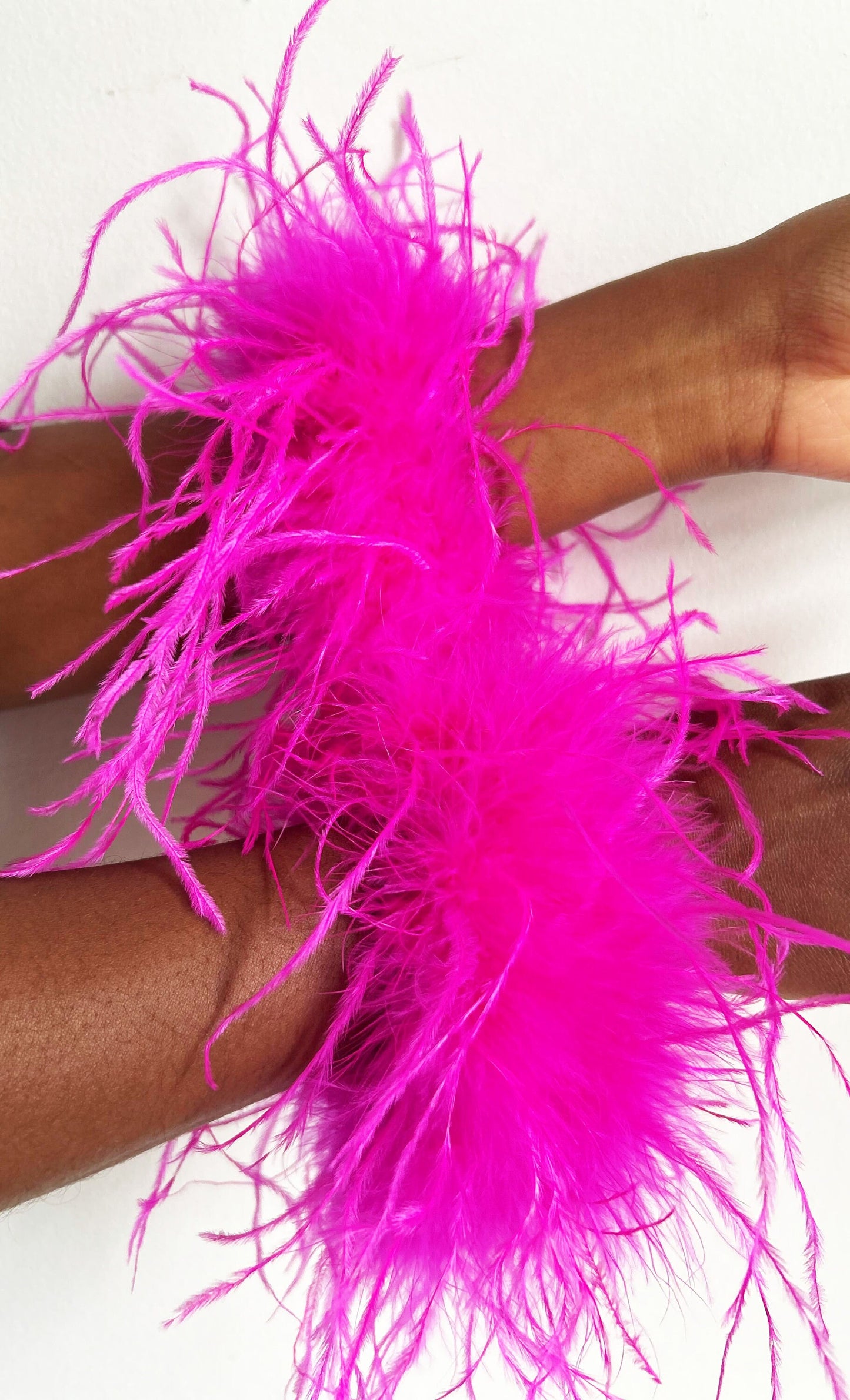 Magenta Bright Pink Feather Cuffs