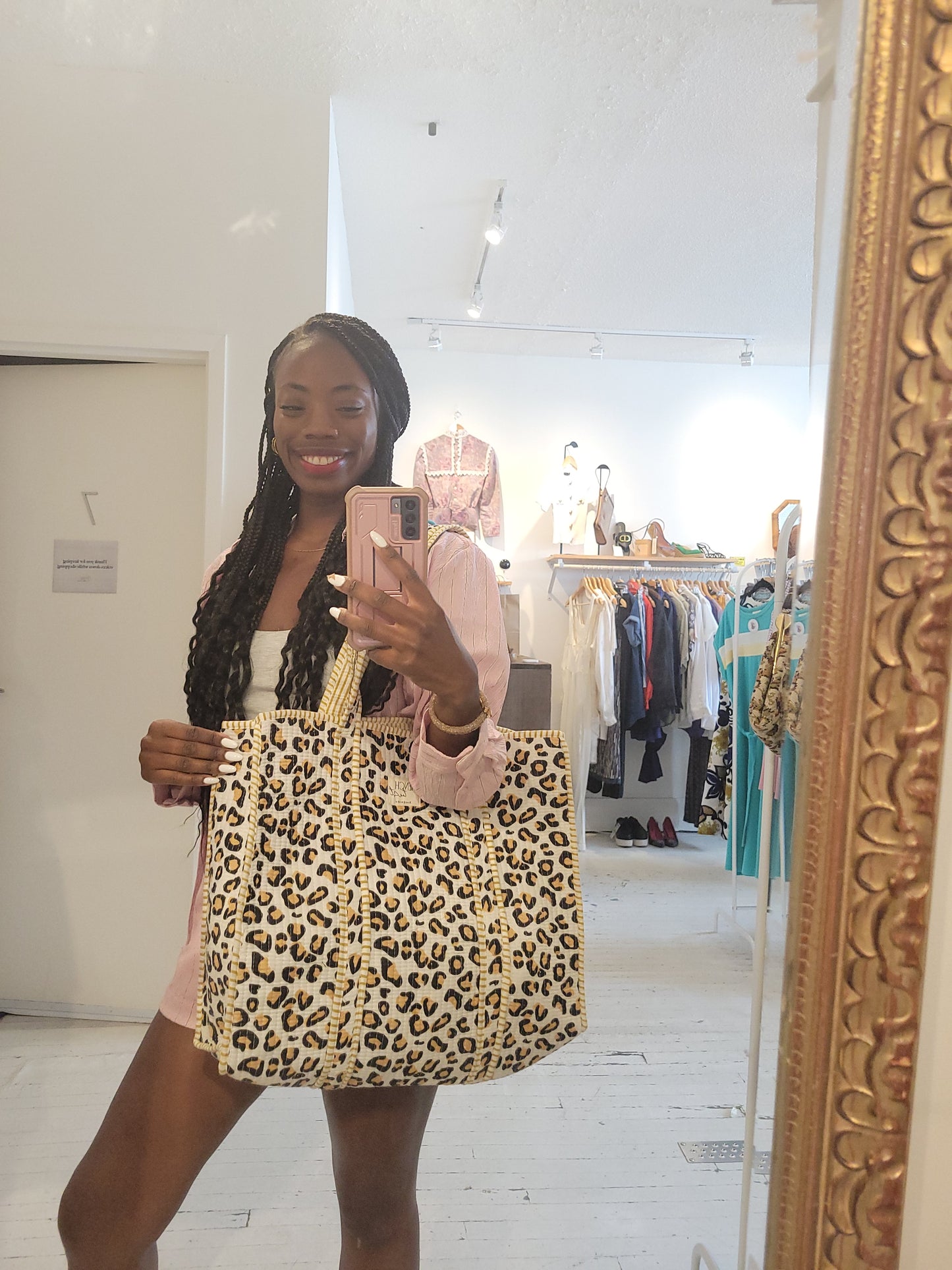 The Weekend Tote White Cheetah Print