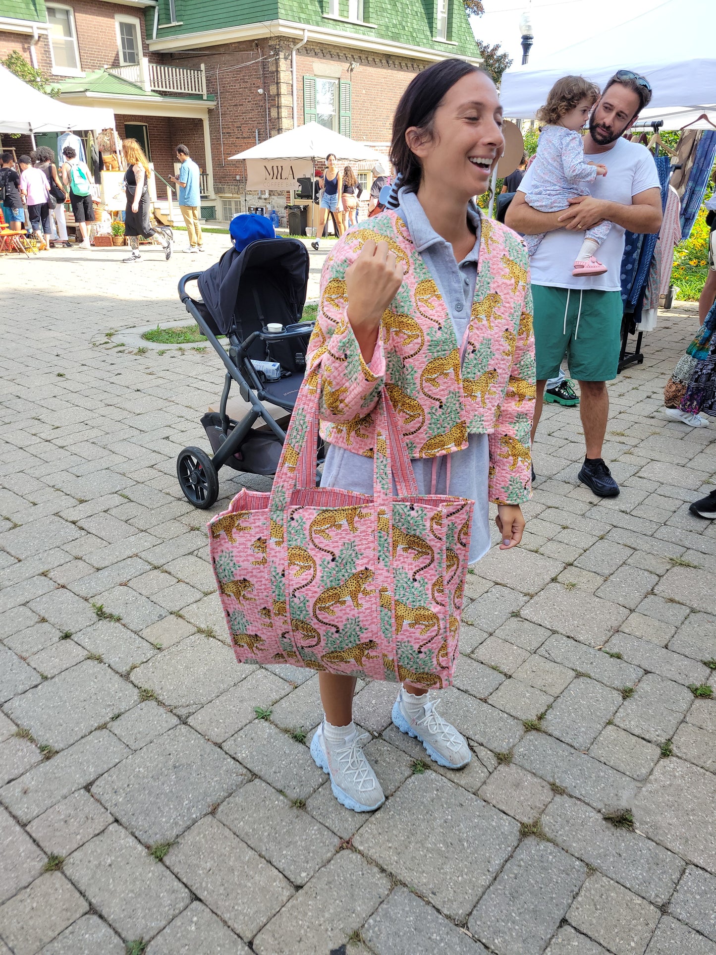 The Weekend Tote Brown Pink Leopard