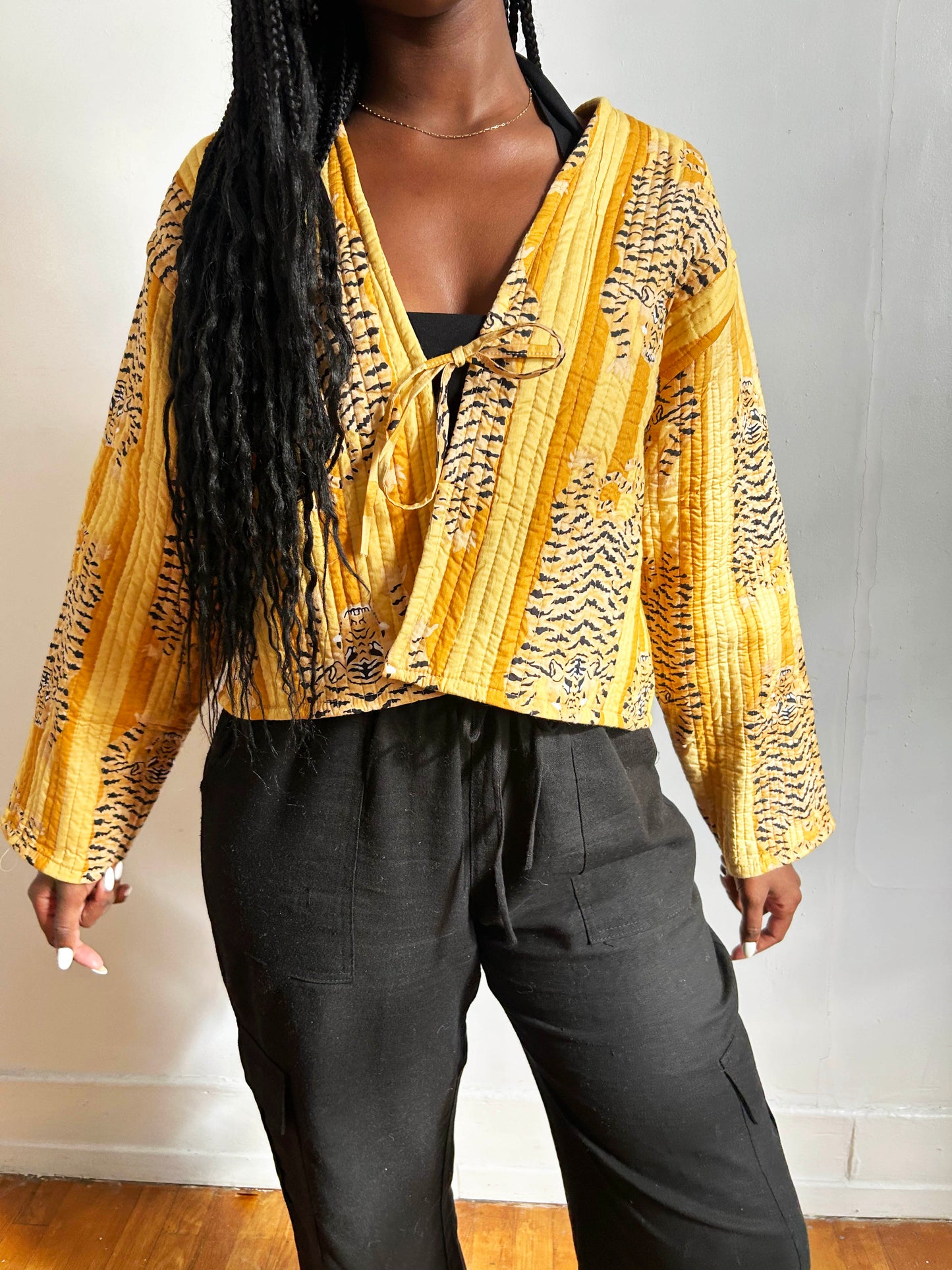 Clara Quilted Jacket Black Leopard