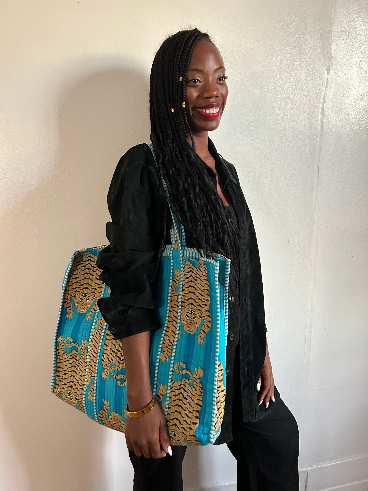 Leapord printed Pink  tote bag