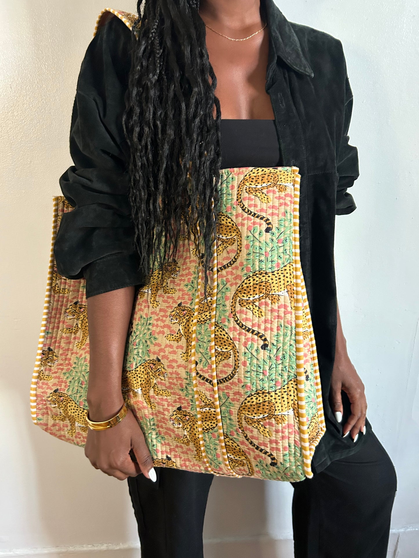 Tote bag styled with casual outfit