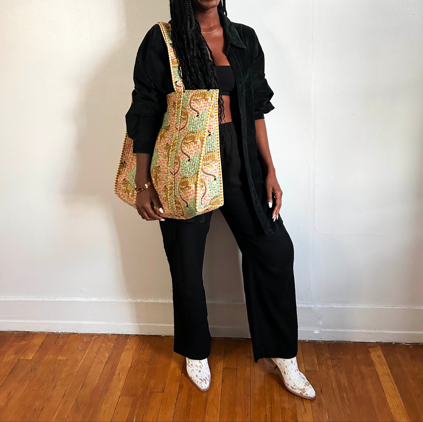 Leapord printed Pink  tote bag