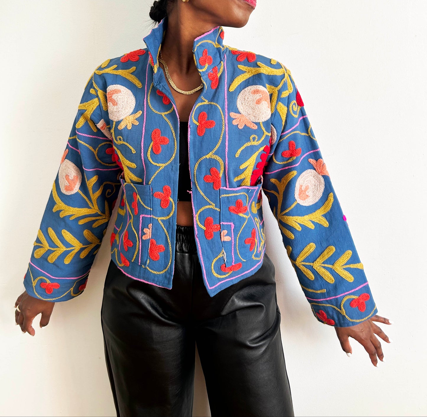 Quilted jacket fabric close-up