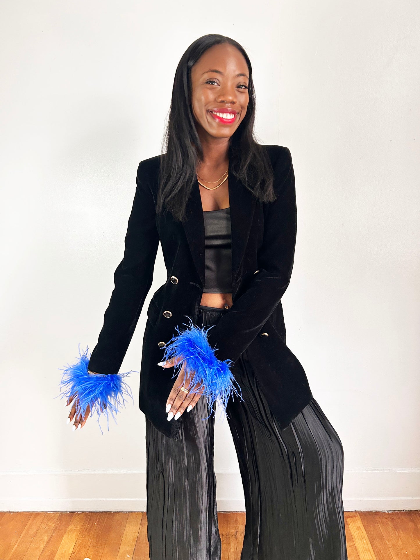 Sapphire Blue Feather Cuffs