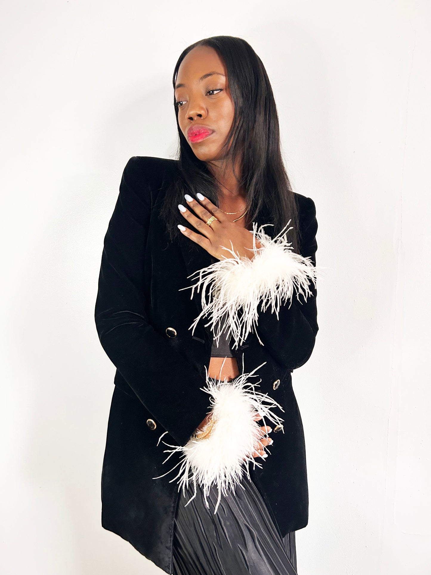 Beige Feather Cuffs