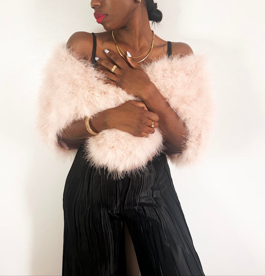 Blush Pink Vintage Style Feather Shawl