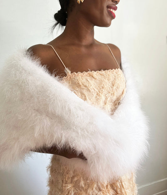White Vintage Style Feather Shawl