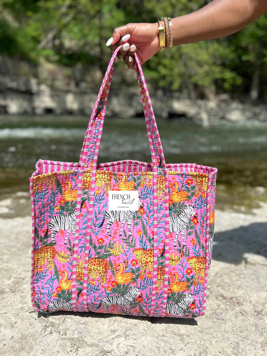 The Weekend Tote Pink Zebra Leopard