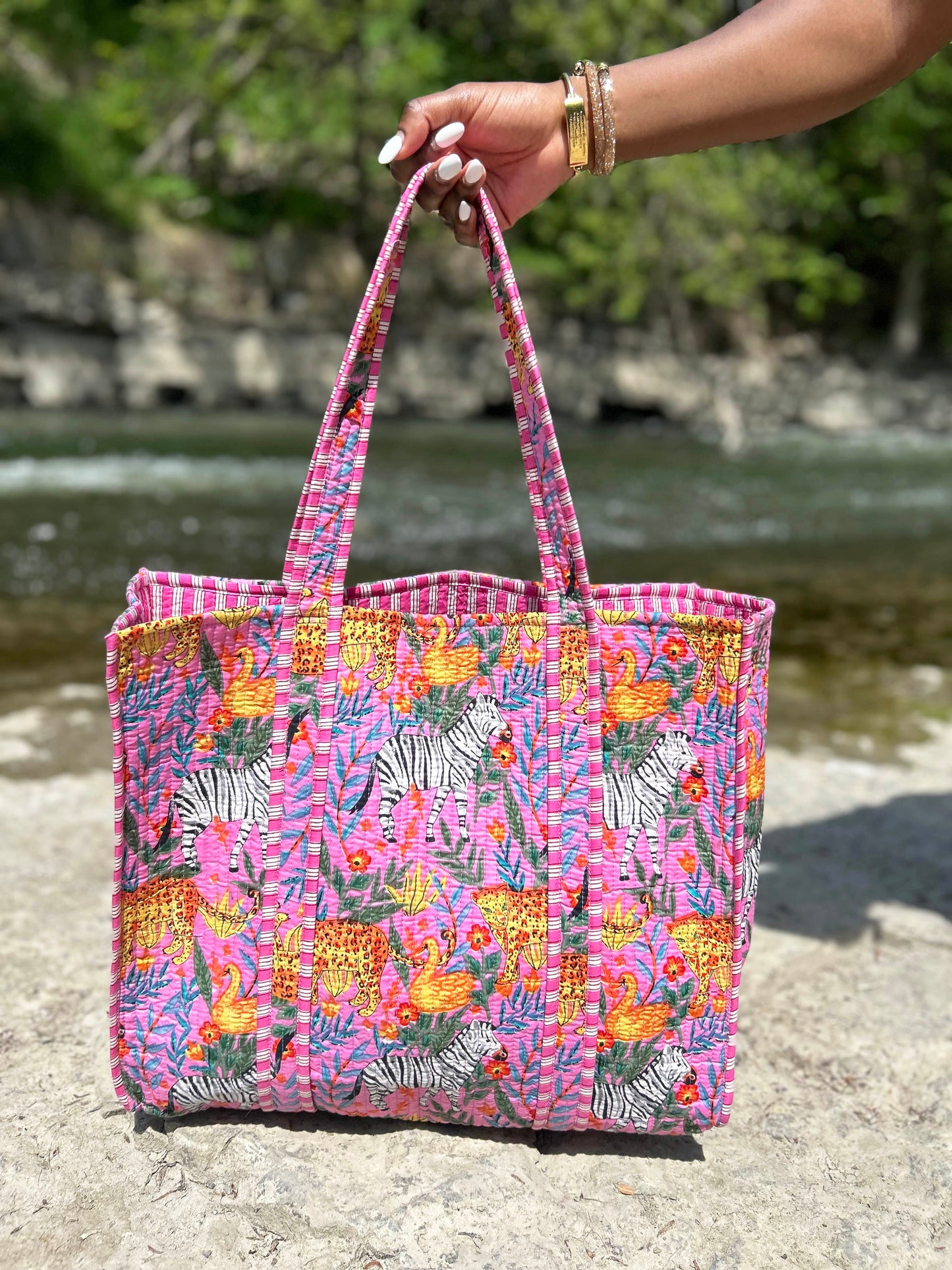 The Weekend Tote Green Leopard