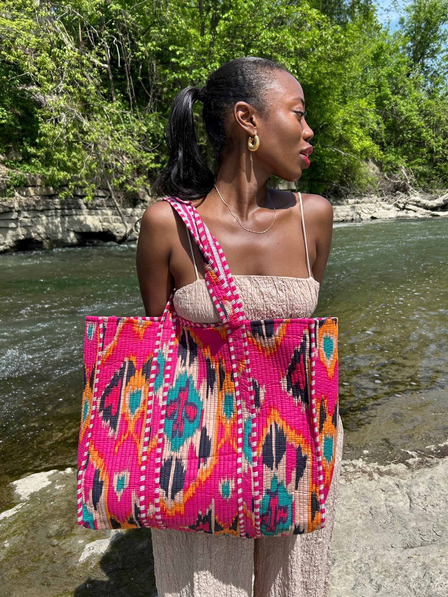 Zebra printed Pink  tote bag