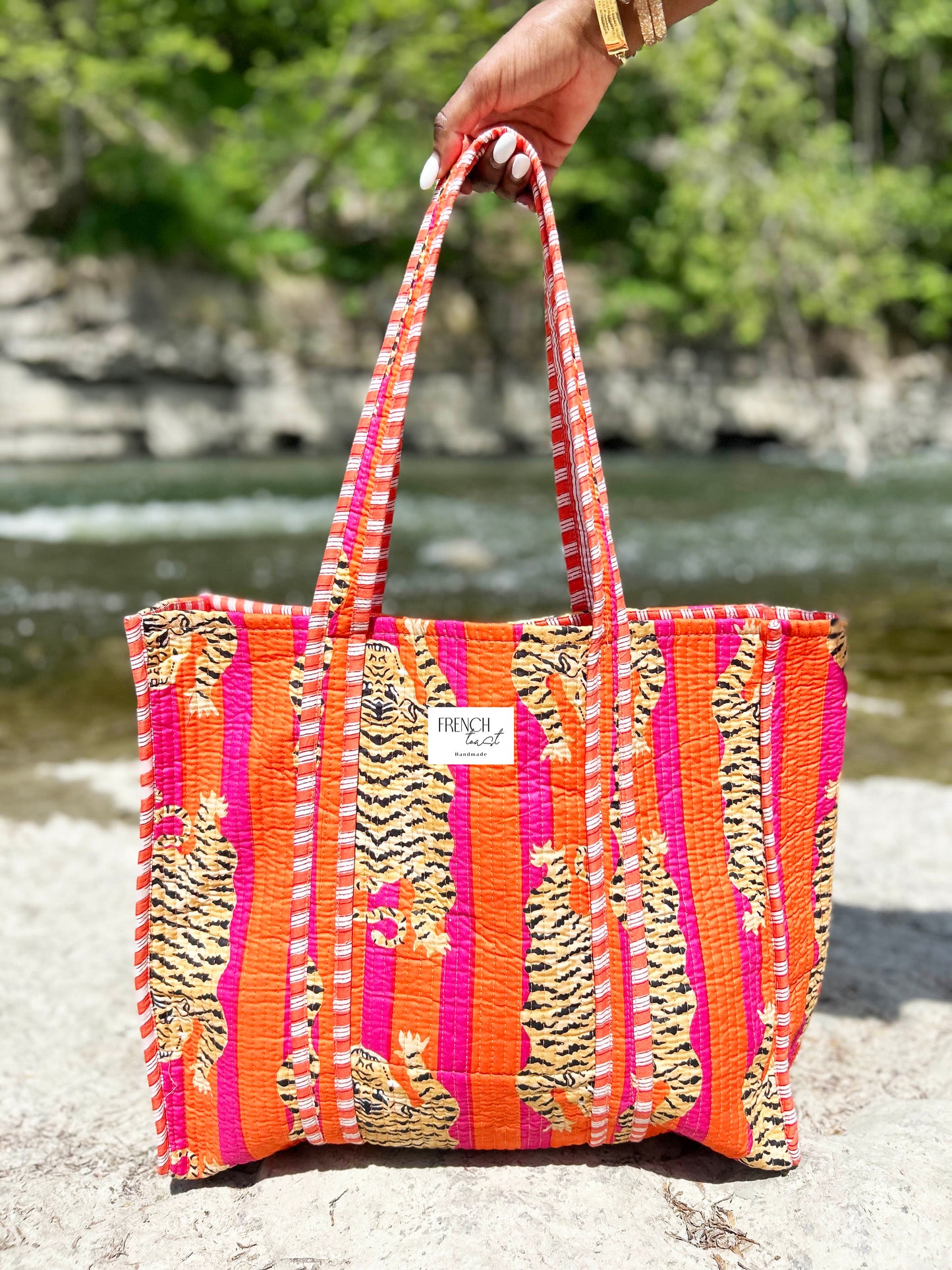 The Weekend Tote Orange Pink Tiger