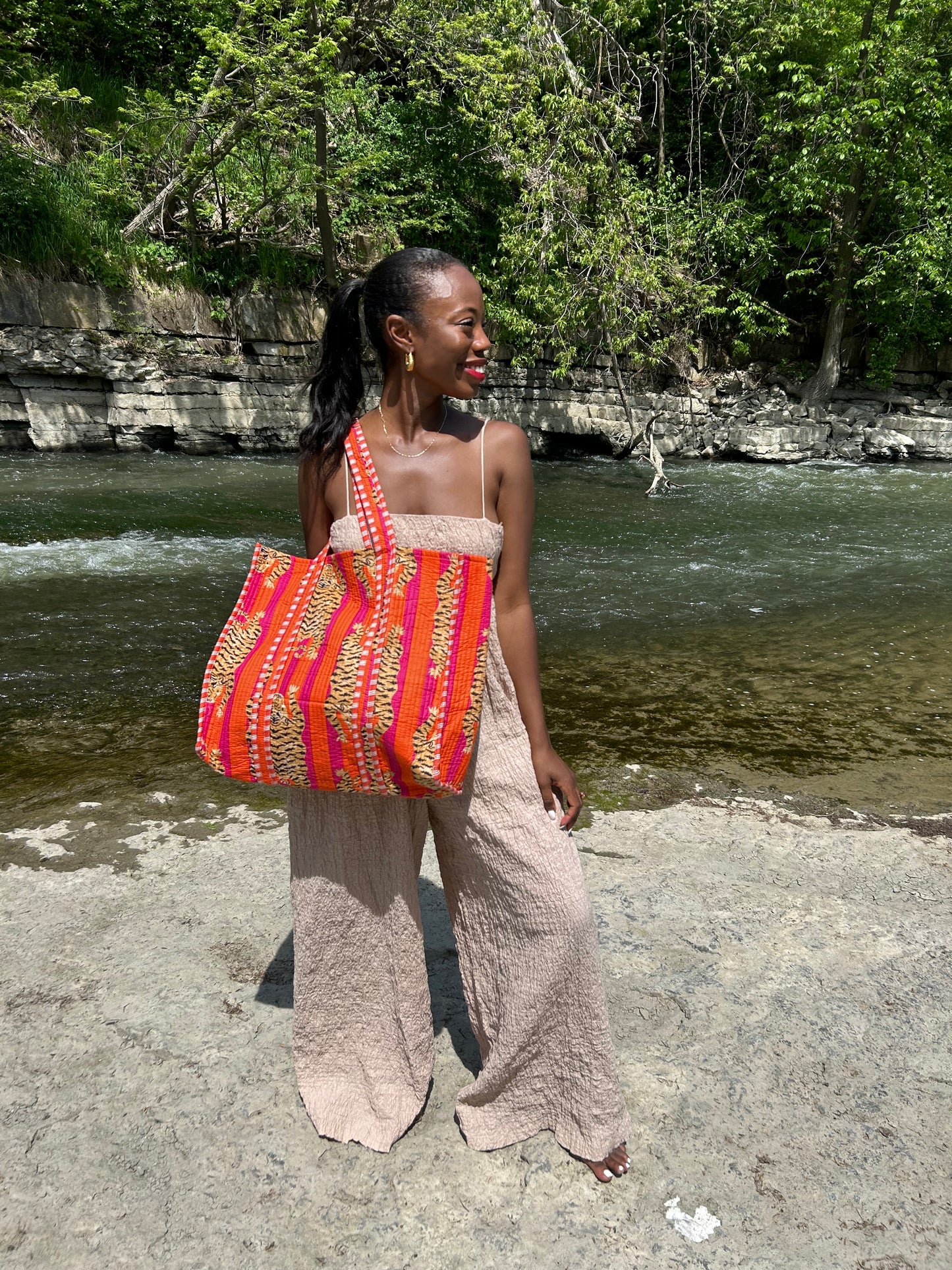 printed handmade tote bag