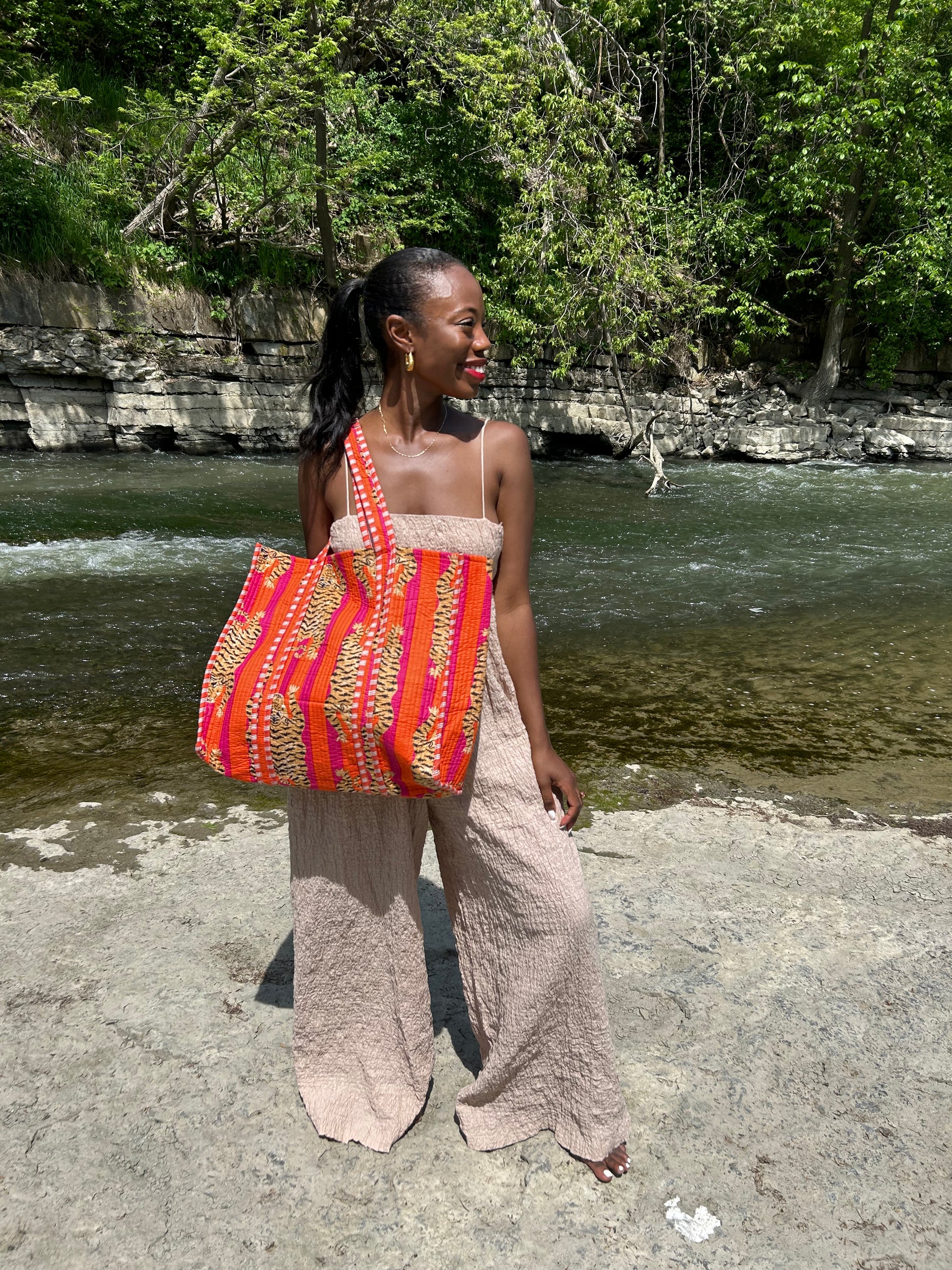 printed handmade tote bag